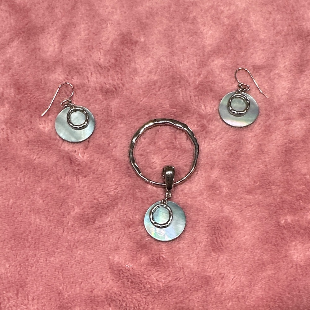 Lia Sophia Silver Circle Earrings & Pendant